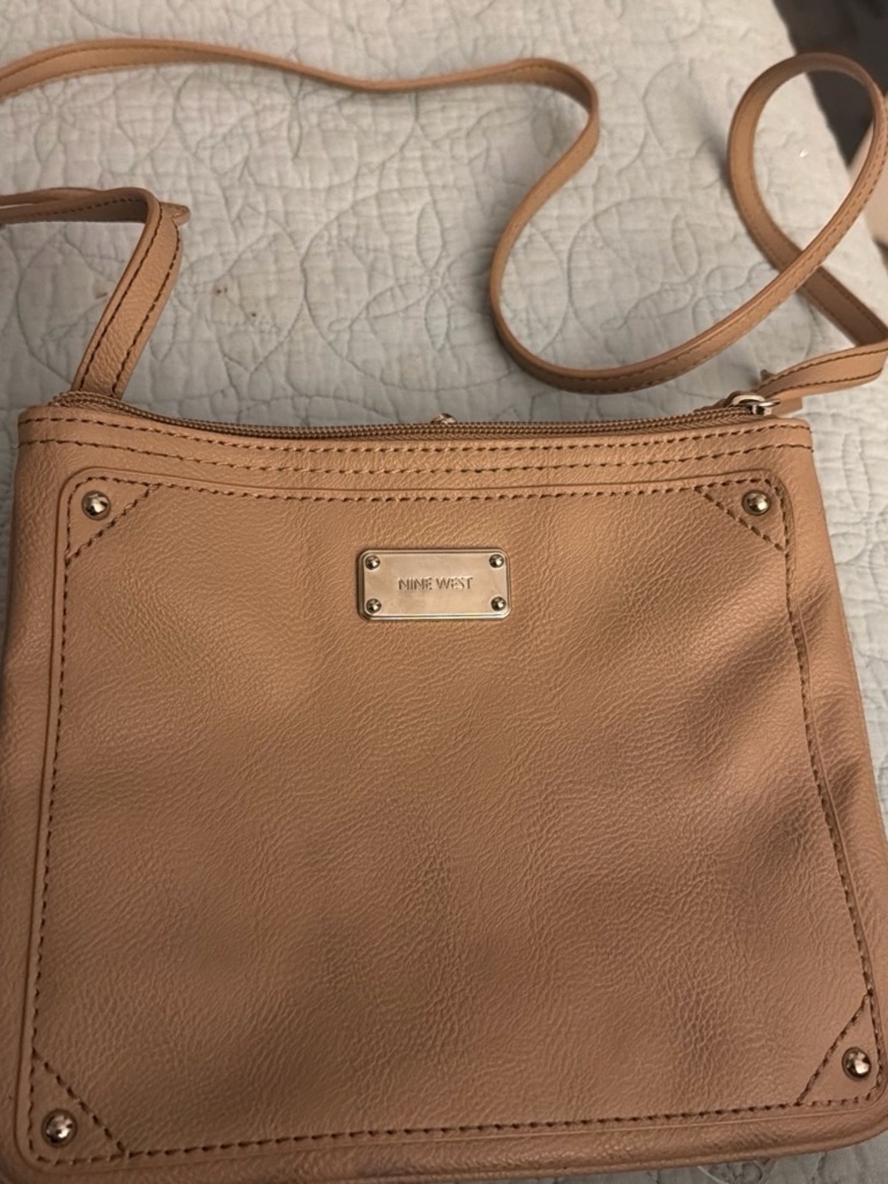 Nine West Beige/Tan Crossbody Bag with Gold Accents